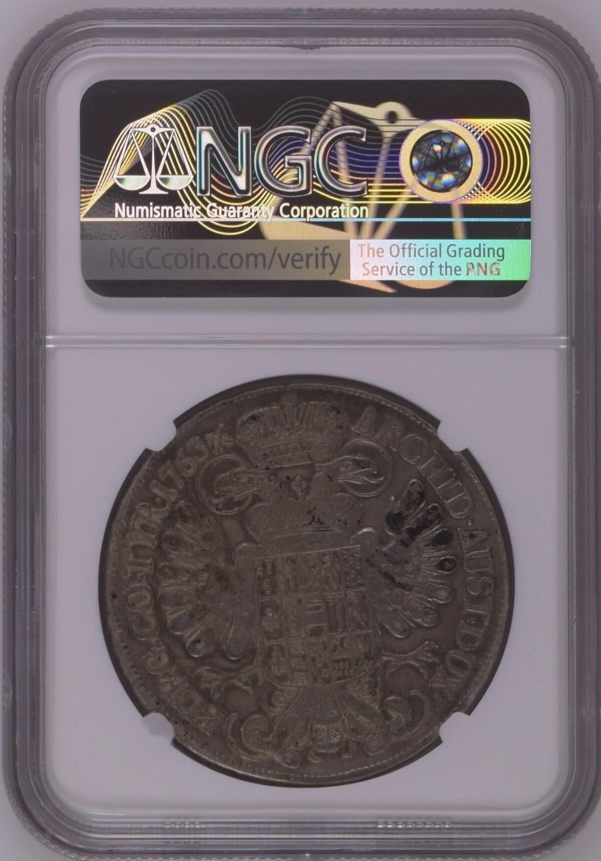 瓶子🏺第222期拍卖会  1763年原铸特蕾莎大奶妈1泰勒银币  NGC砸盒  盒子找不到了  还有之前的图片和官方图