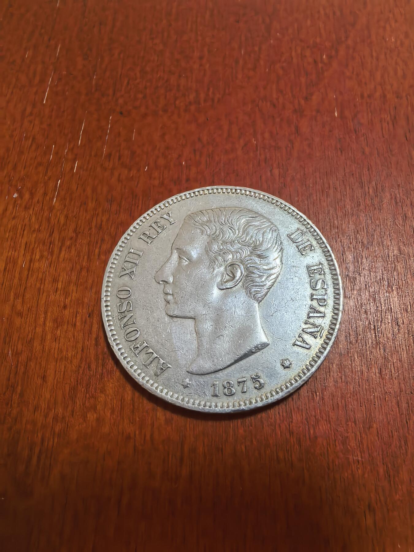 长老汇蛇年精选第八十七场拍卖 1875DEM西班牙阿方索十二世5比塞塔银币，马德里造币厂