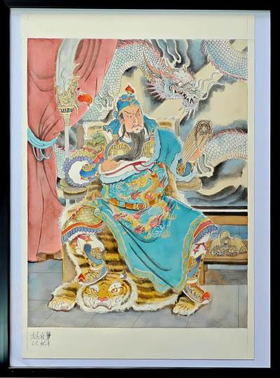 白泽拍卖卡牌手绘专场第30期（白金之夜 跨年大拍） - 2025 林白鹭手绘画 读春秋 A4尺寸 已装裱