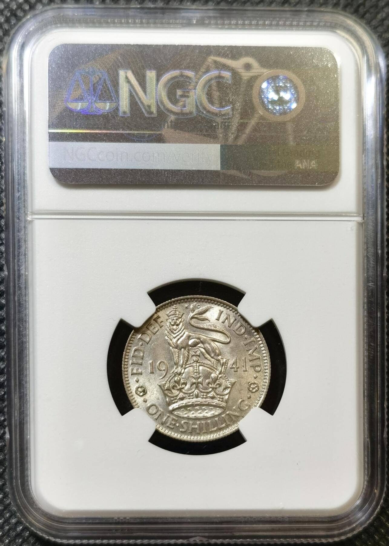 甄臻铺-世界币章拍卖（第45期）精品场拍品征集中，送拍享返佣金等优惠多多 NGC-MS62 英国1941乔治六世先令银币，英格兰版，UNC状态好