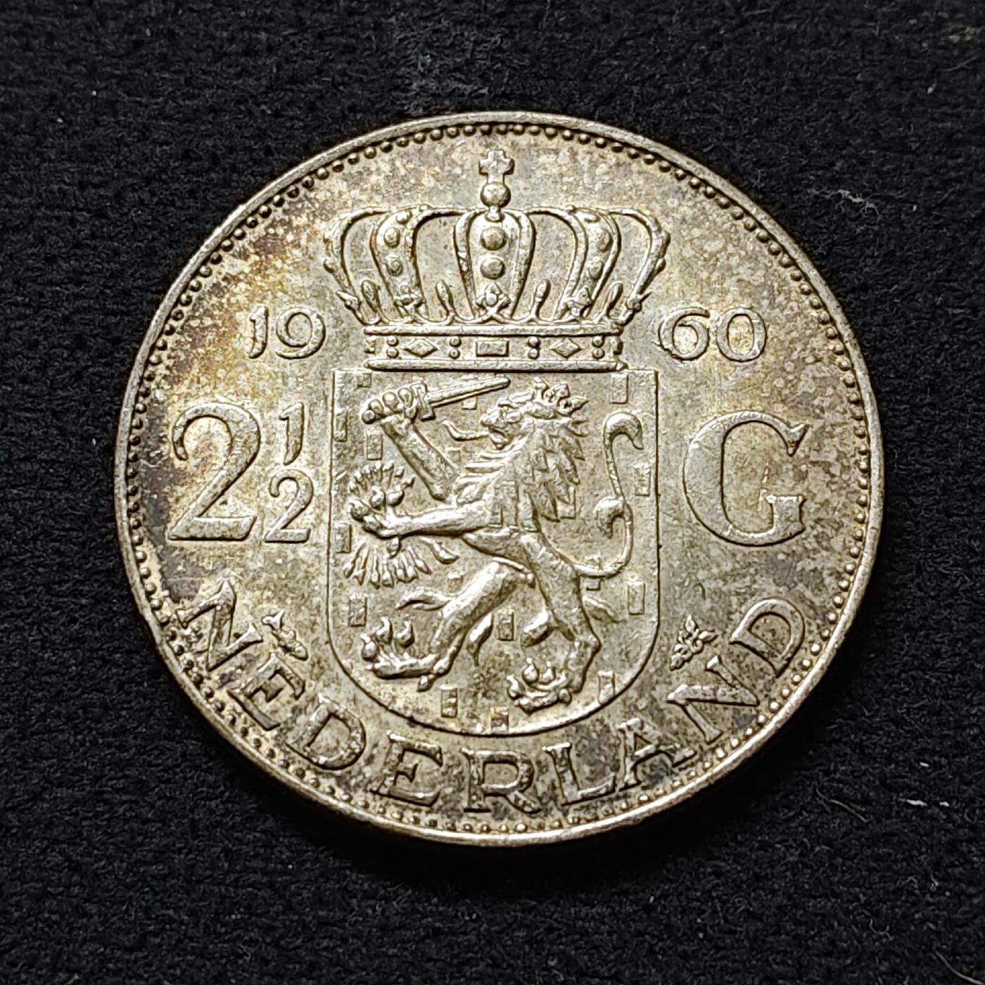 【全场包邮】纯粹捡漏拍489场（免费代拍第26场） 荷兰1960年朱莉安娜2½盾（33毫米15克）银币