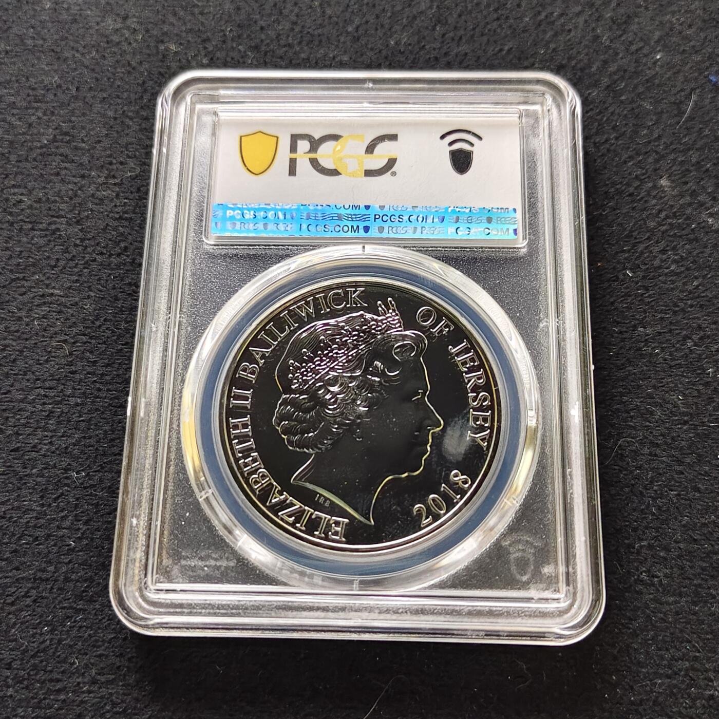 【全场包邮】纯粹捡漏拍489场（免费代拍第26场） 【收藏级·冠军分】泽西2018年5镑皇家空军100周年彩色克朗型纪念币-PCGS MS68