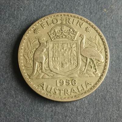 【游宝包邮场】蛇年第102期 英系国家硬币 - 澳大利亚-1弗洛林银币 1956年