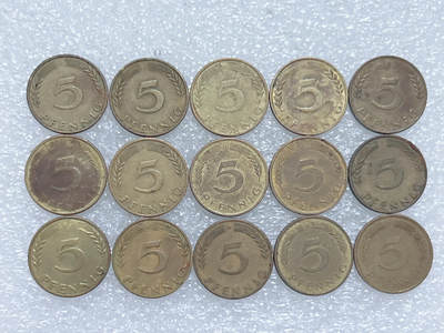 第一海外回流一元起拍收藏 散集专场  第282期 - 德国5芬尼硬币 15枚