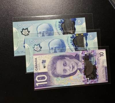 【外币出坑】0元0佣金起拍 无保留价 - 加拿大 5元 10元 含无47 共3枚 全新unc