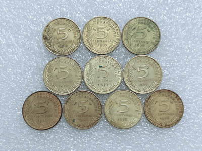 第一海外回流一元起拍收藏 散集专场  第282期 - 法国5法郎双色币 10枚