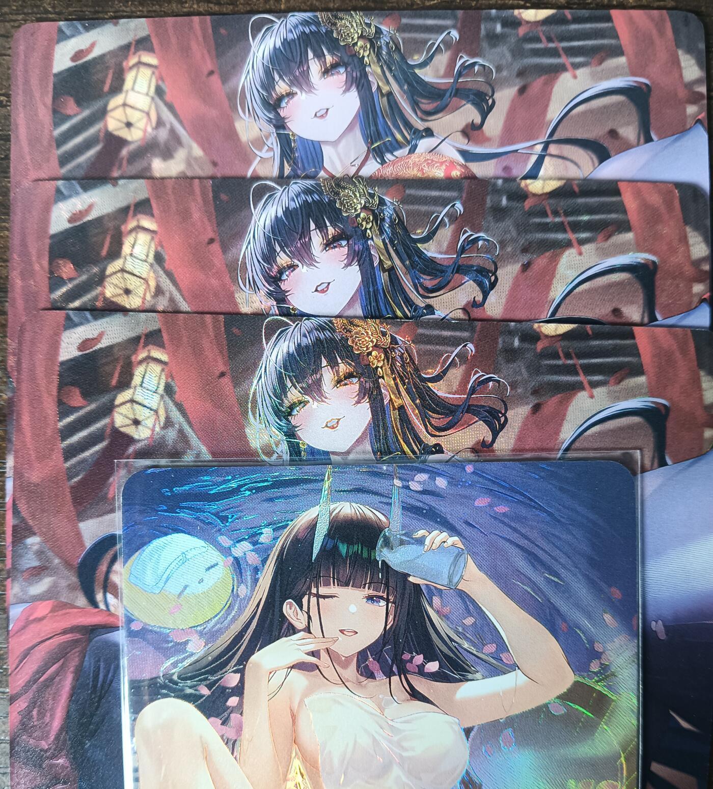 花开卡拍第53期（12月28号周日截拍，品控勿拍!!!拍品不寄存，运费5元，自制卡难免瑕疵，可能存在轻微撞角爆边等出厂瑕疵，品控介意勿拍！） 姬卡牌推广卡三工艺+特典彩闪，共4张