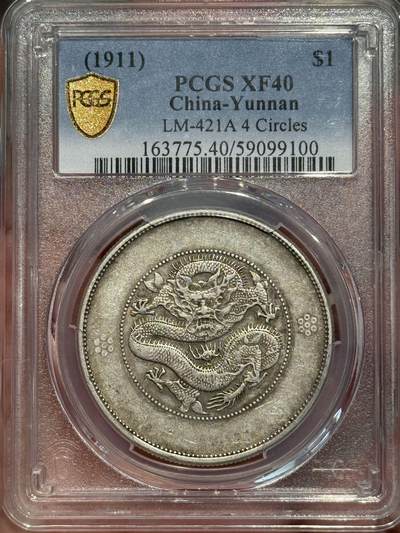 币然PCGS机制币专场第五场 - PCGS XF40云南大困龙