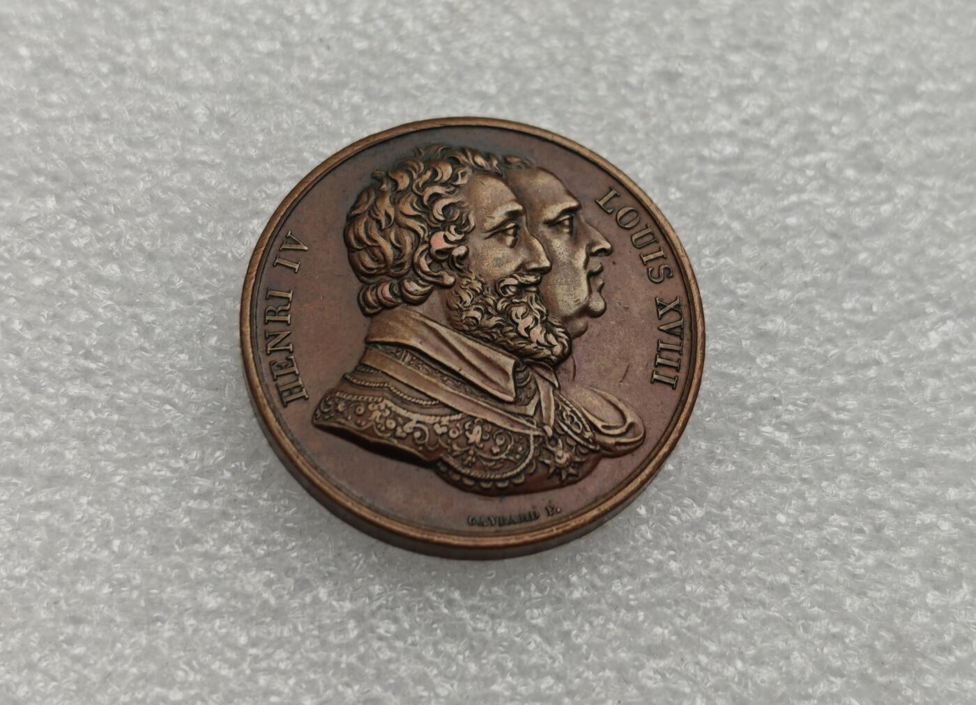 瓶子🏺第222期拍卖会  法国路易十八和亨利四世铜章 无标原铸