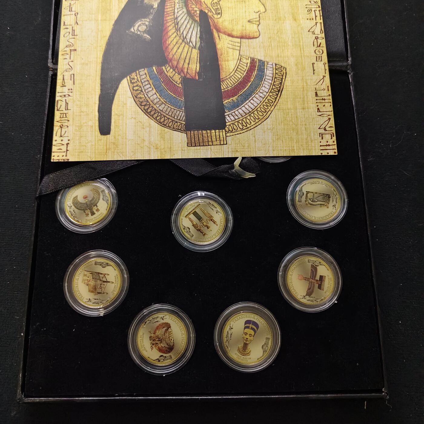 【全场包邮】纯粹捡漏拍489场（免费代拍第26场） 【收藏品】古代文明帝国系列埃及王国彩色覆盖原币10枚纪念套装-盒证全