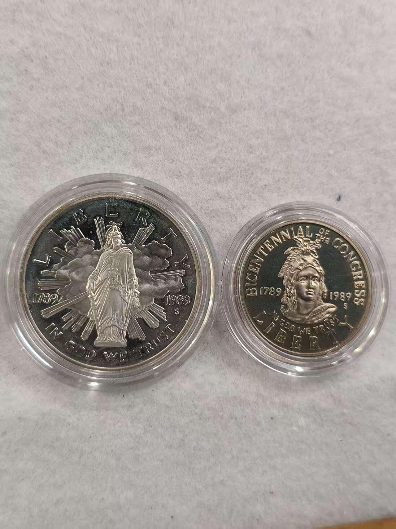 G&W世界散币，银币处理专场（第40场） 美国1989年2枚 1银1镍
