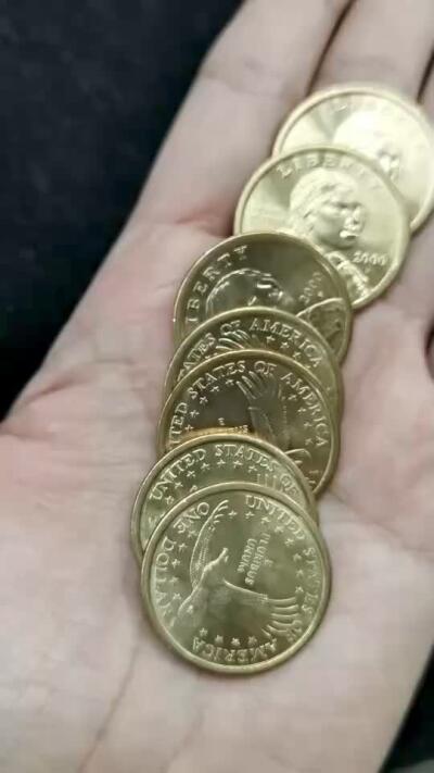 稀有限量2000年美国印第安人头像一美元币，共7枚