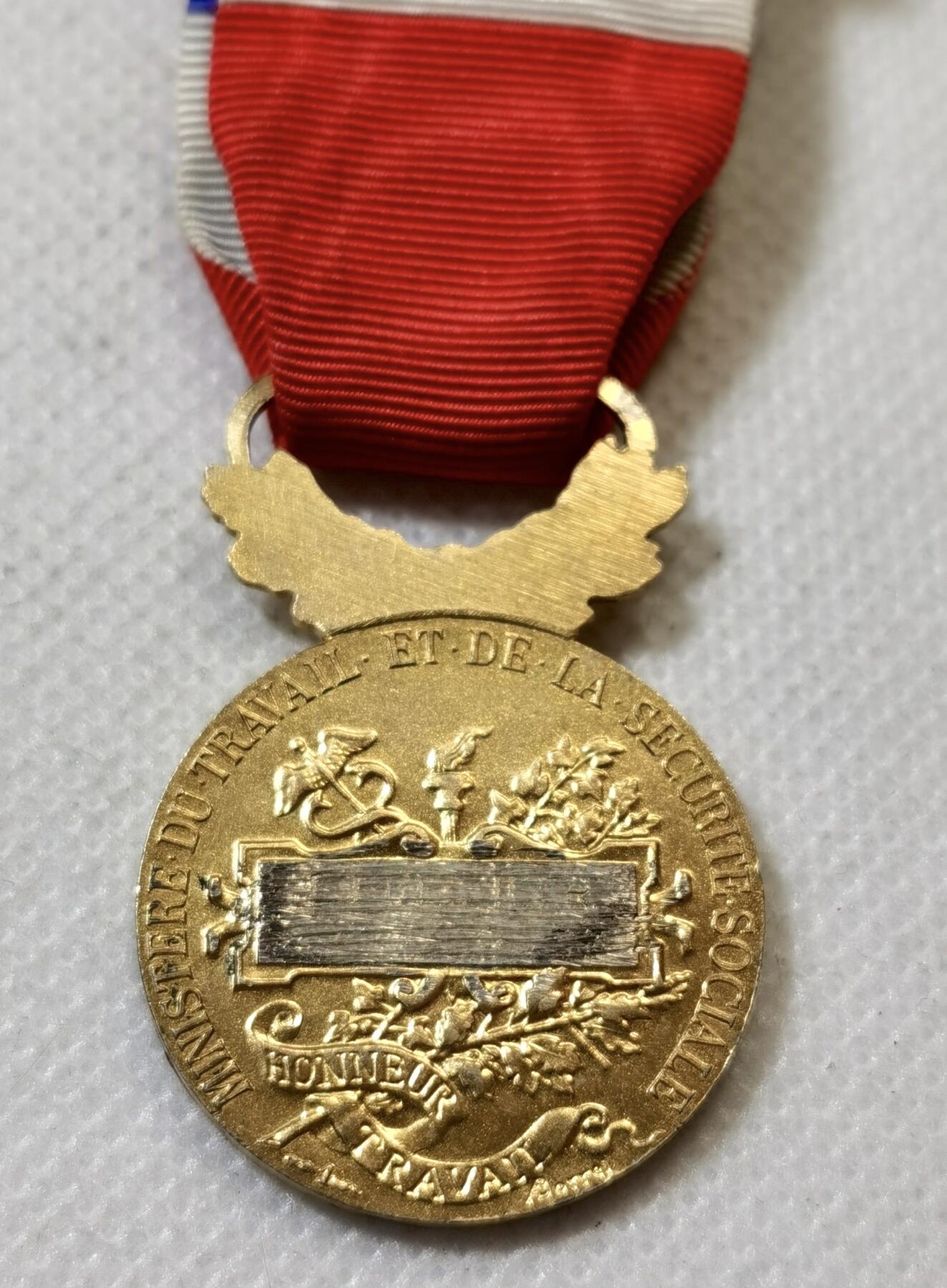 甄臻铺-世界币章拍卖（第45期）精品场拍品征集中，送拍享返佣金等优惠多多 法国金级劳工荣誉奖章 纯银镀金 金棕榈勋饰 14.8克 950银 社会安全部版