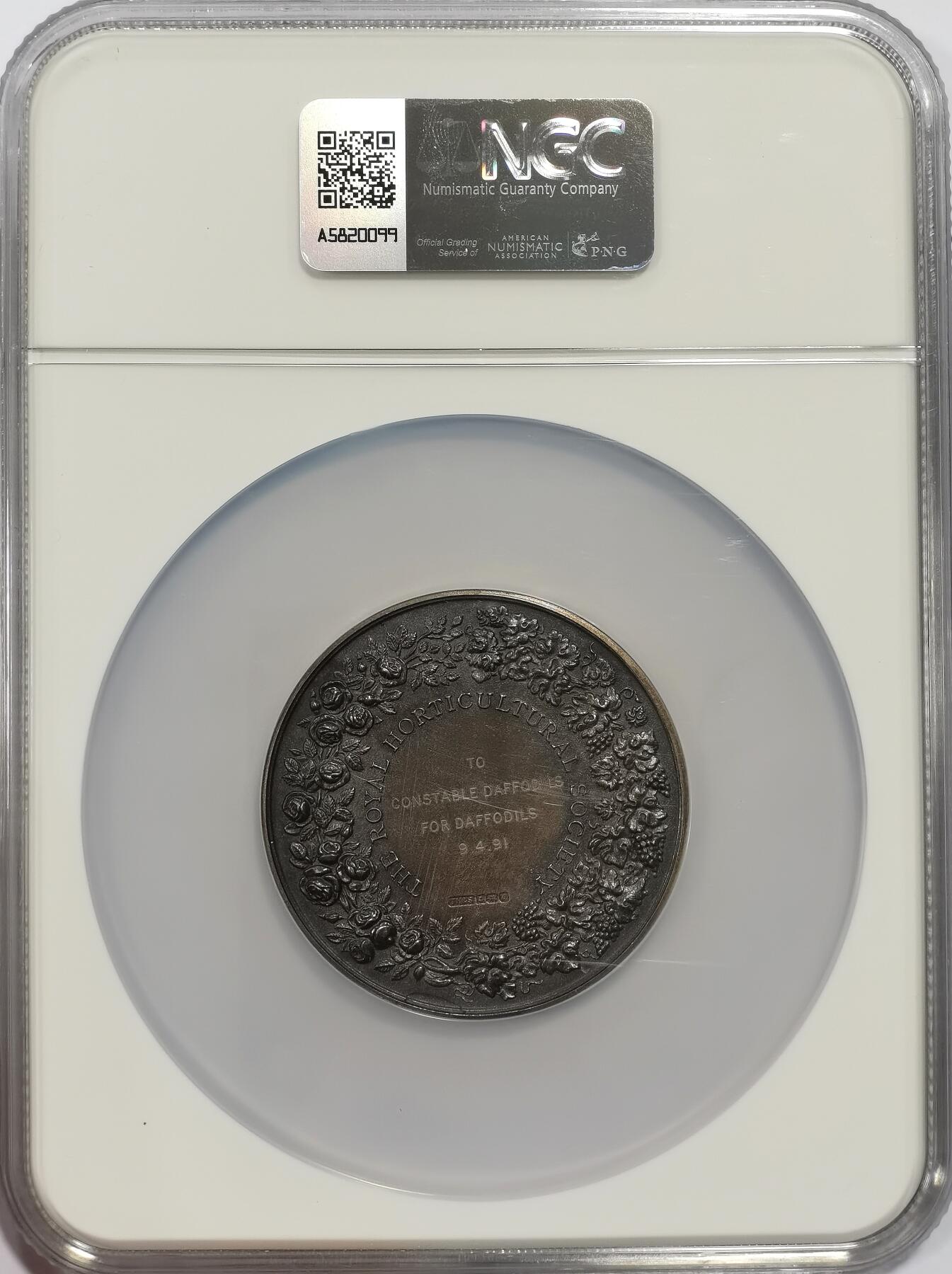 博洋堂“岁启嘉年”2026新年精品大拍专场暨第155期（全场包邮） NGC MS63 英国1891年皇家园艺学会女神镀金大银章，今年7月AW大拍62分都拍了接近9000元