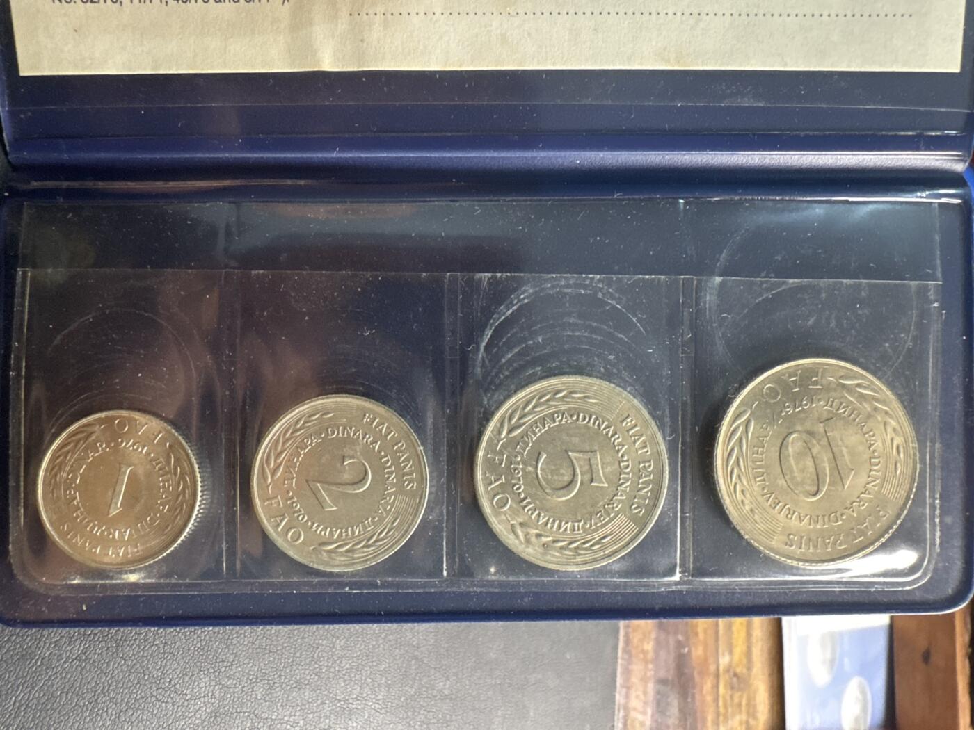 ❤️【币观天下】❤️ 第336期钱币拍卖- 2025.12.26周五晚上6点半场-长期征集拍品 南斯拉夫1970-76年FAO流通纪念币4枚一套官方原装册子带证书