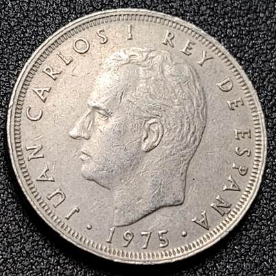 泉币菌-第154场-圣诞节专场 - 1975年西班牙胡安·卡洛斯一世25比塞塔铜镍币
