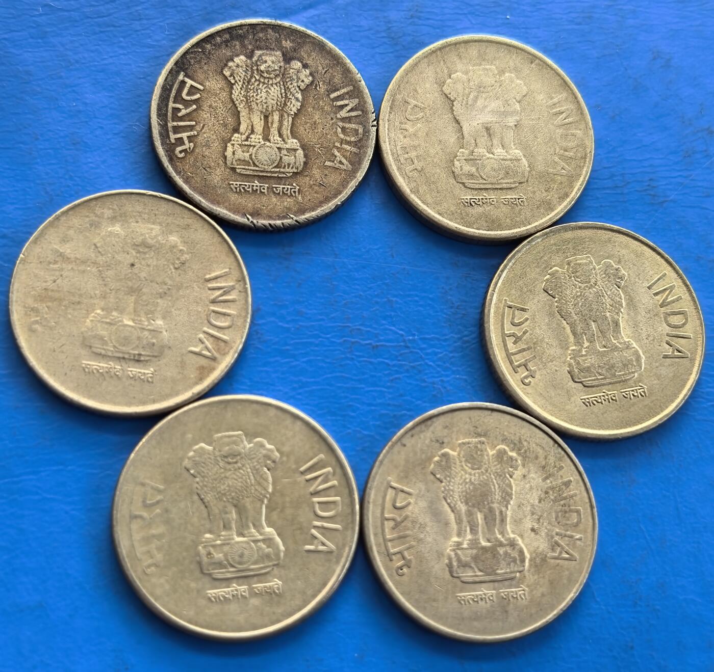 外国优质老铜币高银银币，周六九点倒数截拍，满百包邮，持续收拍 印度5卢比6枚