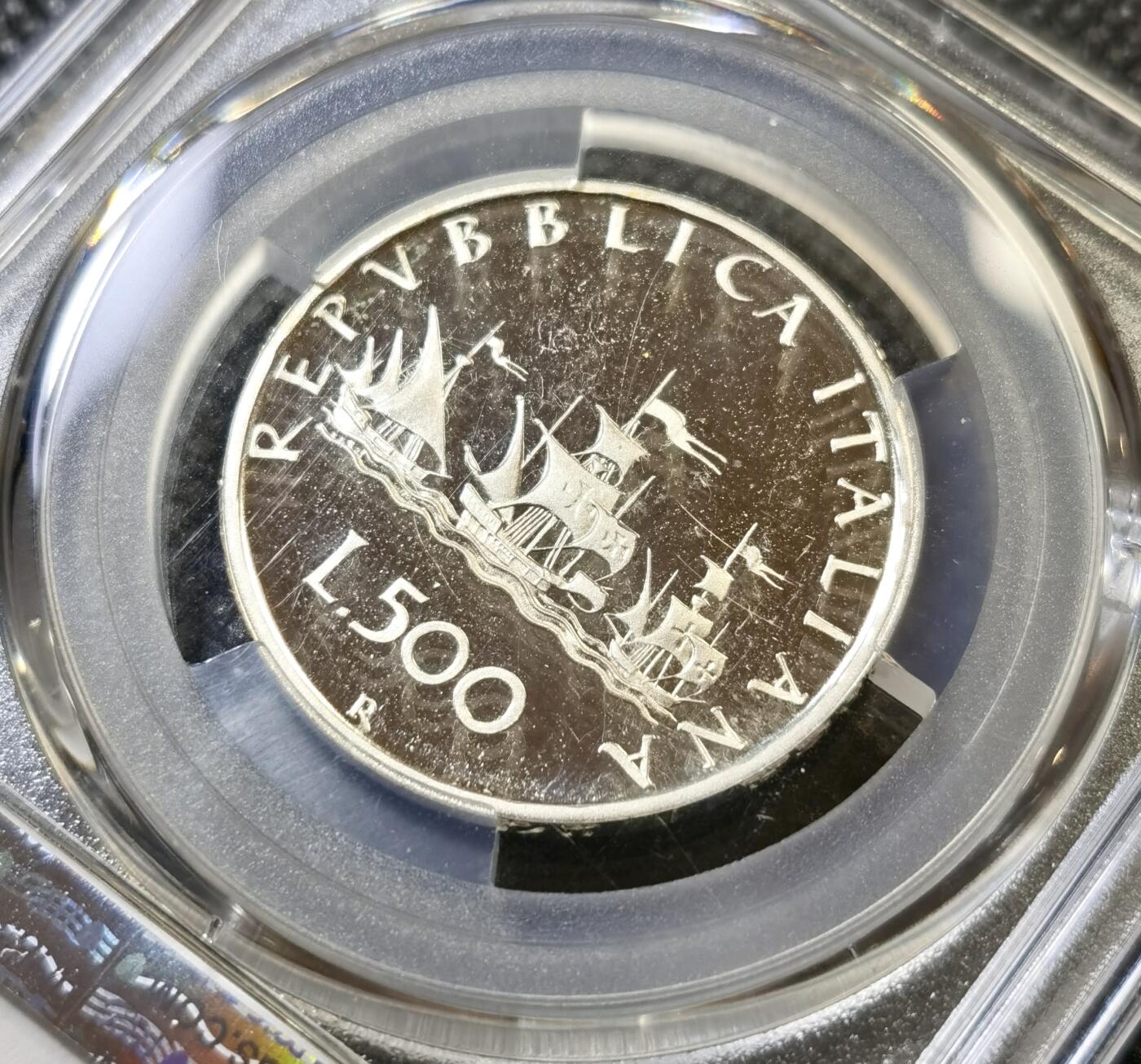 甄臻铺-世界币章拍卖（第45期）精品场拍品征集中，送拍享返佣金等优惠多多 PCGS- PR68DCAM 意大利 帆船少女500里拉 精制银币