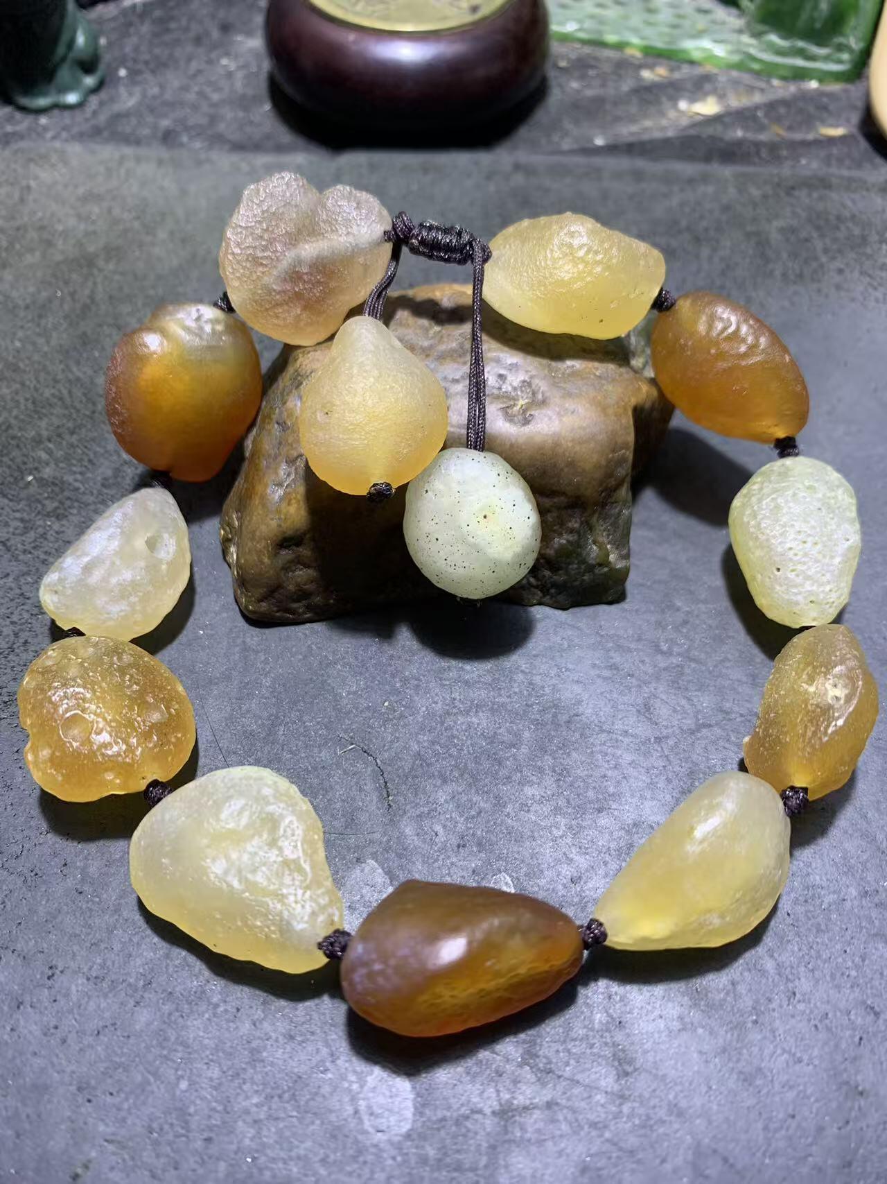 放一条福利！精美天然戈壁阿拉善玛瑙大颗粒原石编织手串一条