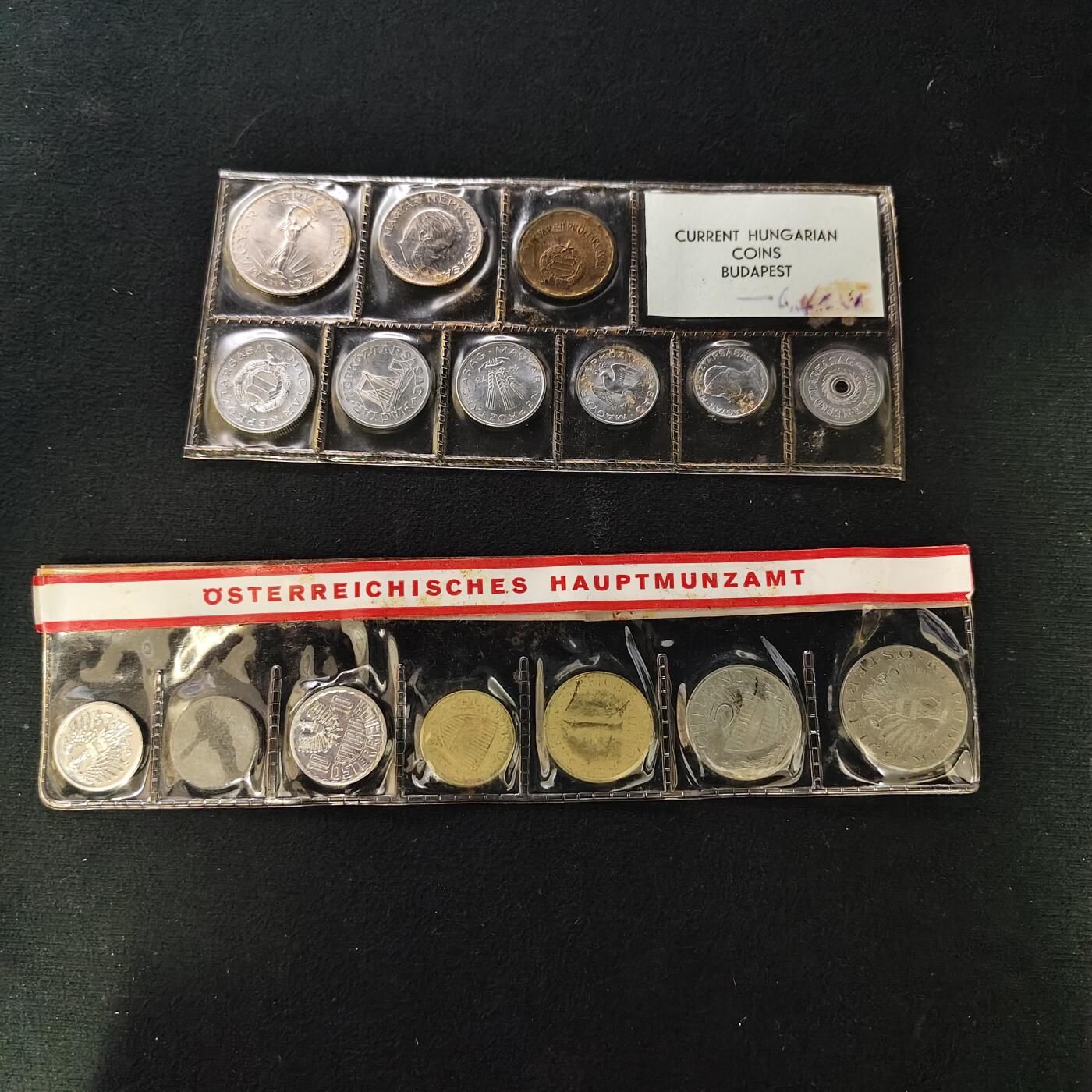 【全场包邮】纯粹捡漏拍489场（免费代拍第26场） 奥匈两国官方封装套币2套-奥地利1974年官方PROOF精制套币+匈牙利1973年官方BU封装套币