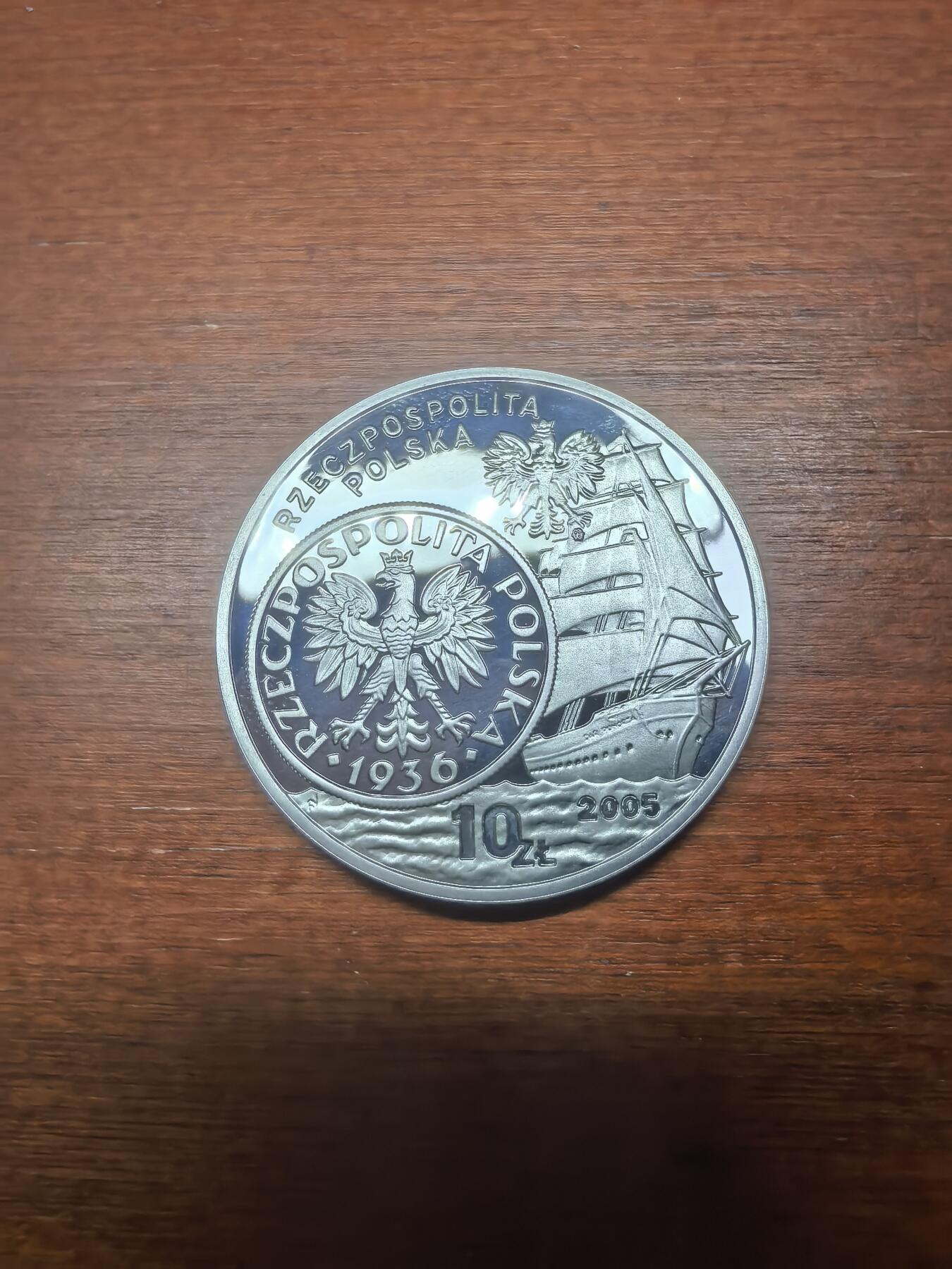 长老汇蛇年精选第八十七场拍卖 2005波兰帆船10兹罗提精制银币，币中币，14.14克925银