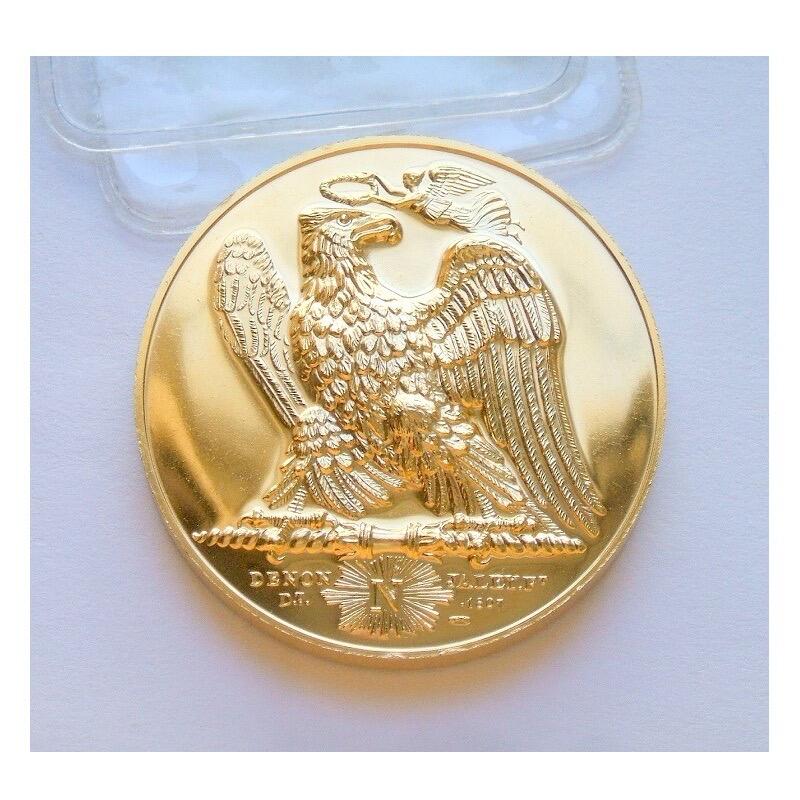 【艺术】法国艺术大章纪念1813年 拿破仑战争+雄鹰高浮雕精制大镀金章 40MM