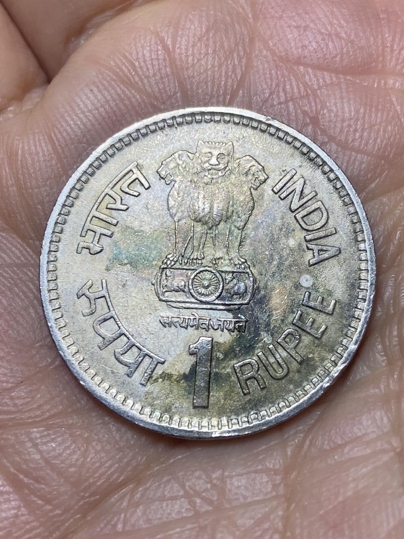 2025年第一百四十场(总第一百六十六场）外国好品散币场(免佣金) 印度🇮🇳1989单年份1卢比(尼赫鲁诞辰100周年纪念币)