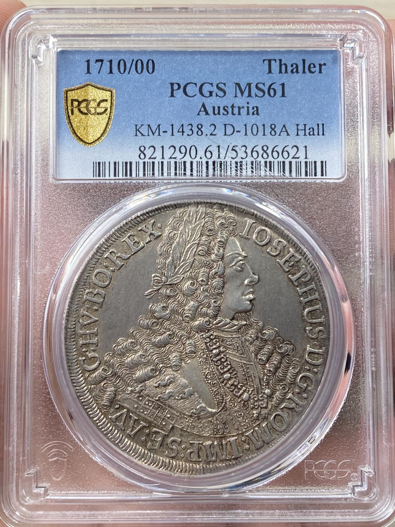 万国钱币拍卖第058期（万国新年大拍） PCGS MS61 1710/00年神圣罗马帝国约瑟夫一世金羊毛盾徽大泰勒 罕见骑字年份 PCGS唯一冠军分 哈尔造币厂铸 原味淡彩收藏级