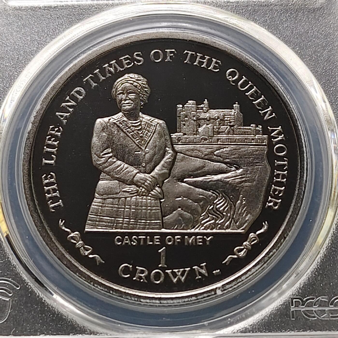 【全场包邮】纯粹捡漏拍489场（免费代拍第26场） 【收藏级·冠军分】马恩岛2002年1克朗女王母亲伊丽莎白皇太后重要时刻系列梅伊城堡克朗型纪念币-PCGS MS69