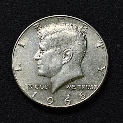 【全场包邮】纯粹捡漏拍488场（免费代拍第25场） - 美国1966年肯尼迪半元（30.6毫米11.5克）银币