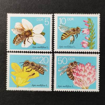 ↓君缘收藏691期☞钱币邮品↓无佣金、可寄存、满30元包邮  - 德国邮票东德，1990年蜜蜂邮票4全