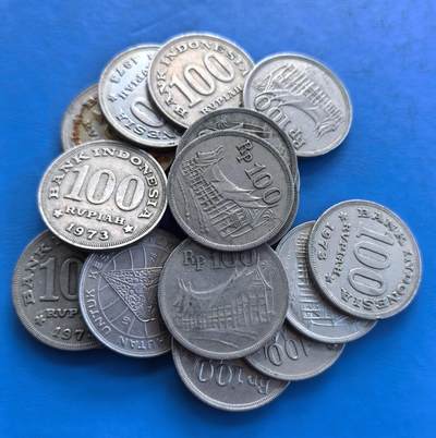 外国优质老铜币高银银币，周六九点倒数截拍，满百包邮，持续收拍 - 印度尼西亚1973年100卢比18枚