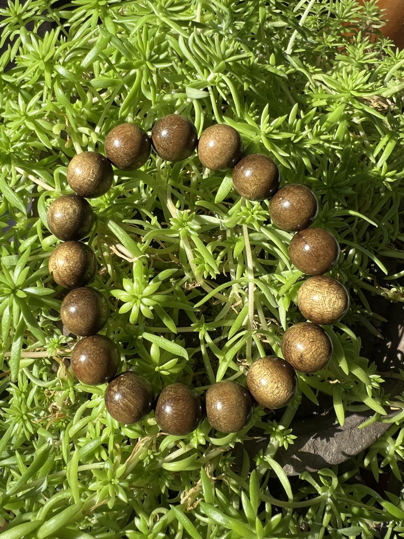 零元拍：W1-4 金丝楠圆珠珠手串，20MM 金丝满满，满荧光，满手留香