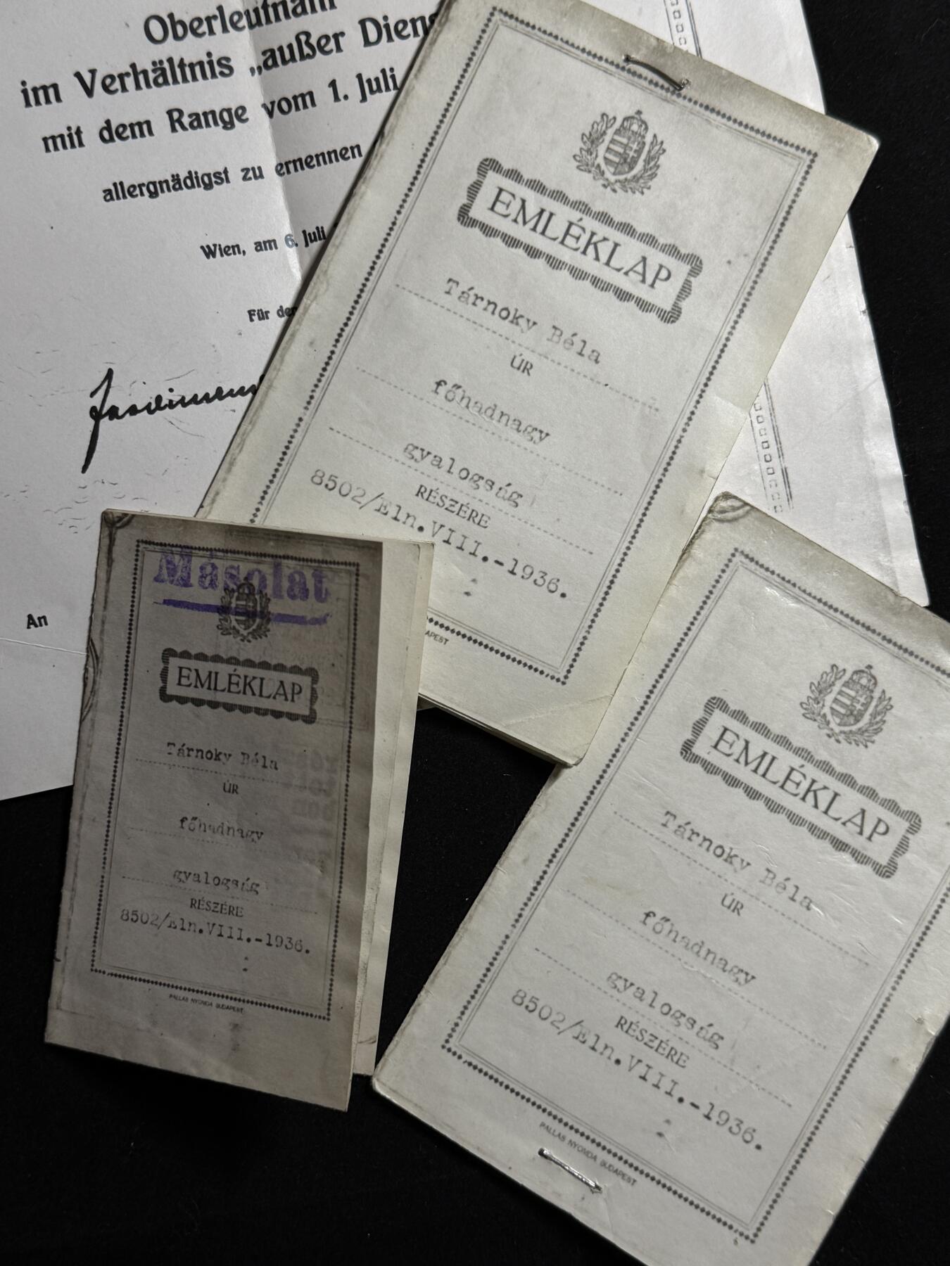 欢庆元旦！戎马世界章牌大赏第109期元旦大拍 匈牙利王国时期军官个人照片与官方复印档案资料，属于步兵上尉 Tárnóky Béla（1885 年生）