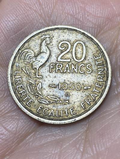 2025年第一百四十场(总第一百六十六场）外国好品散币场(免佣金) - 法兰西第四共和国1950年20法郎(头像后单排字首发年，4羽版，B标博蒙莱罗热造)