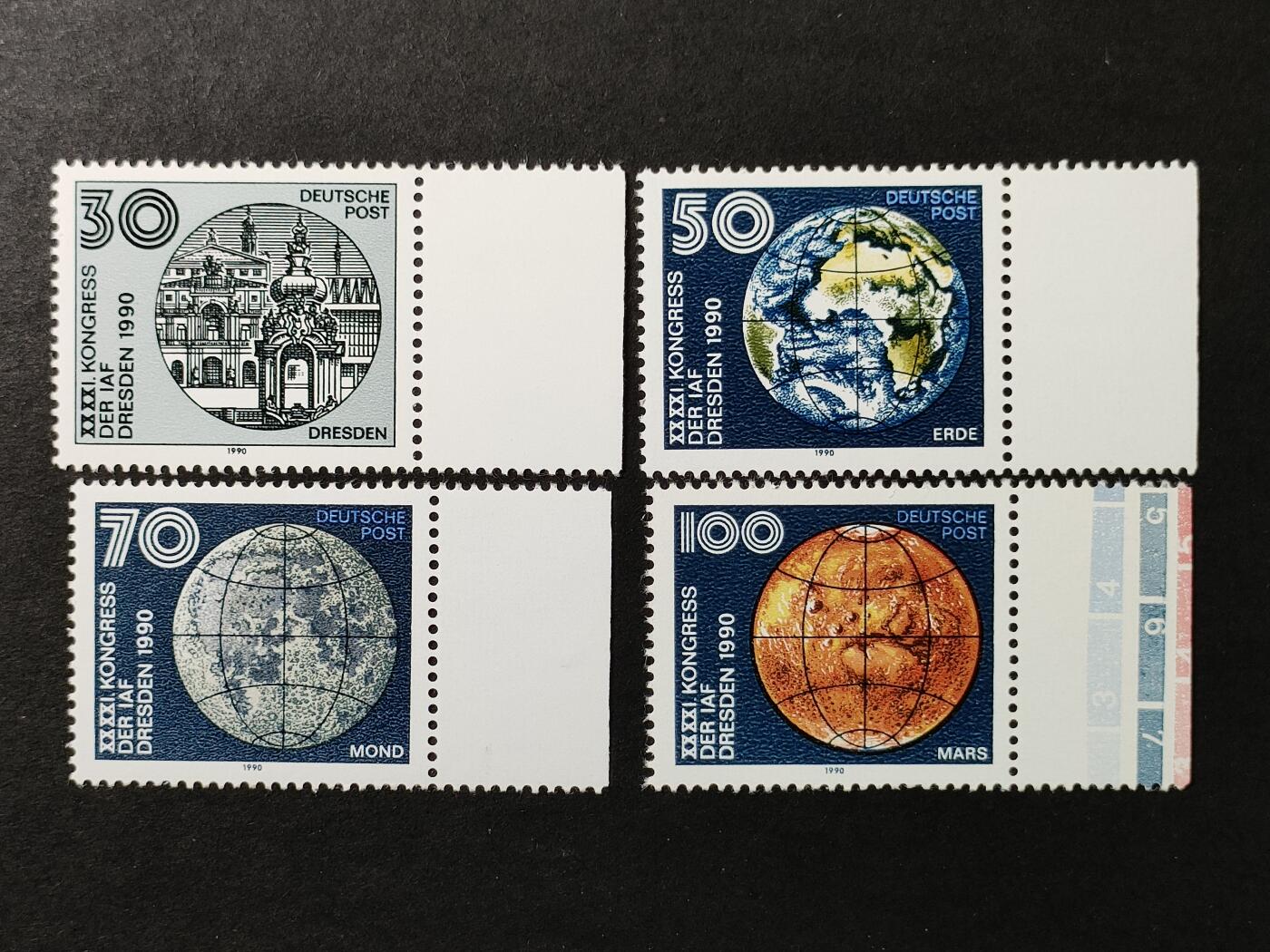 ↓君缘收藏691期☞钱币邮品↓无佣金、可寄存、满30元包邮  德国邮票东德，1990年德累斯顿国际宇航联合会(IAF)大会邮票4全