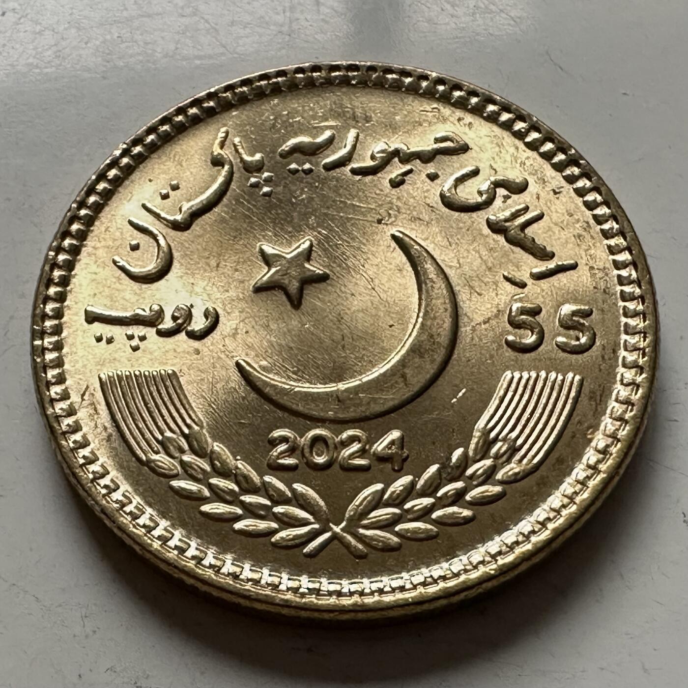 🌹外币初藏🌹🐯2025年第145场  每周二四六晚8️⃣点 接代拍 巴基斯坦2024年锡克教领袖纳纳克德吉诞辰555周年55卢比纪念币