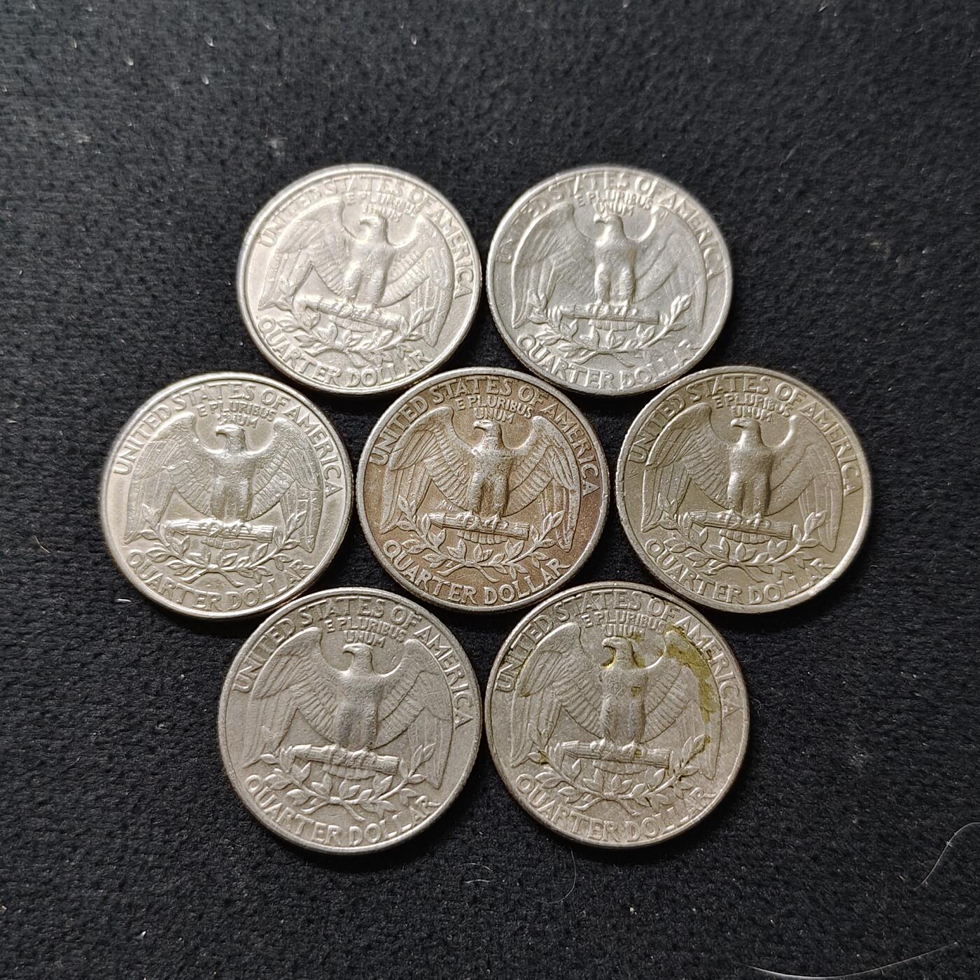 【全场包邮】纯粹捡漏拍488场（免费代拍第25场） 美国各年份华盛顿25分7枚一组