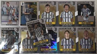 龙虎卡牌-六九场（无佣金，周六结拍，欢迎送拍） - 11张不重复 Topps Chrome Juventus系列 尤文图斯队盒（该系列以Chrome镀膜工艺为核心）