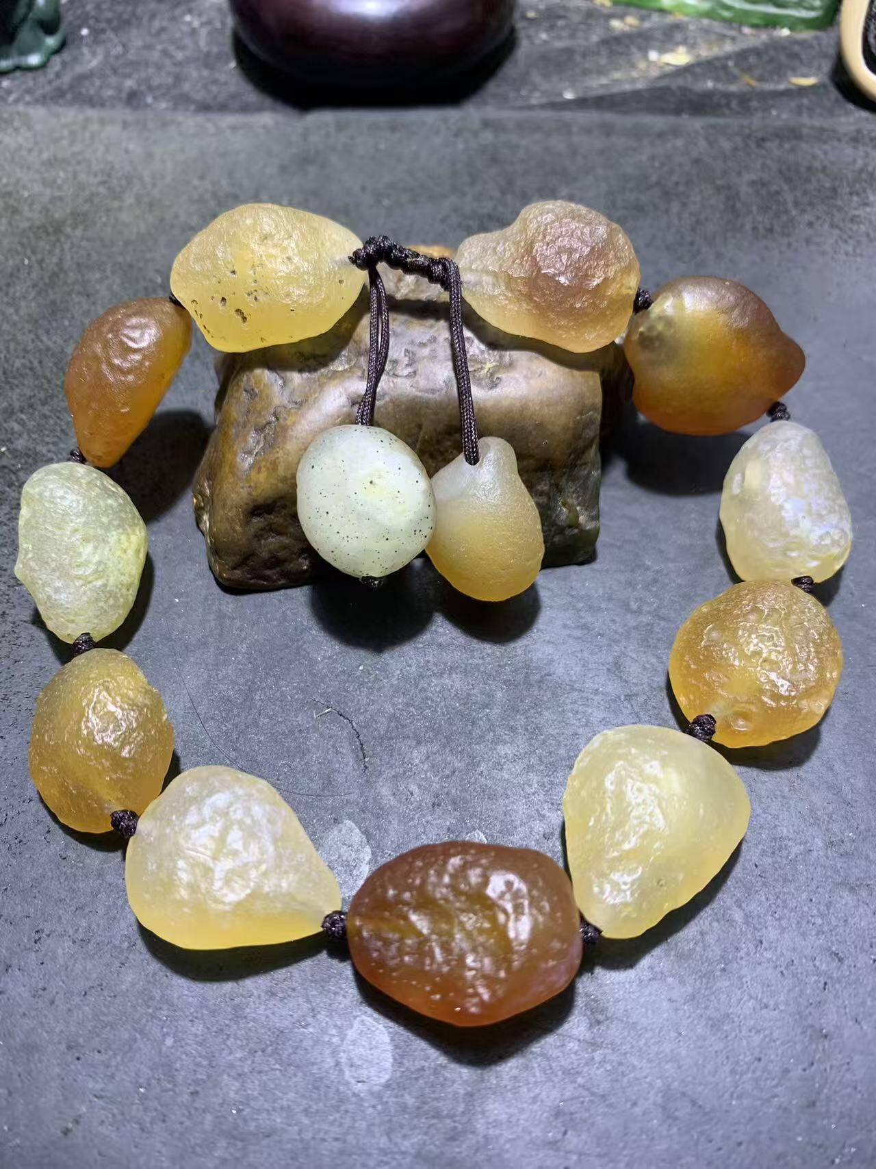 放一条福利！精美天然戈壁阿拉善玛瑙大颗粒原石编织手串一条