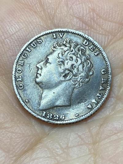 2025年第一百四十场(总第一百六十六场）外国好品散币场(免佣金) - 稀见轻微不平好品–英国🇬🇧1826年6便士银币(乔治四世第三版，首发年，925高银)