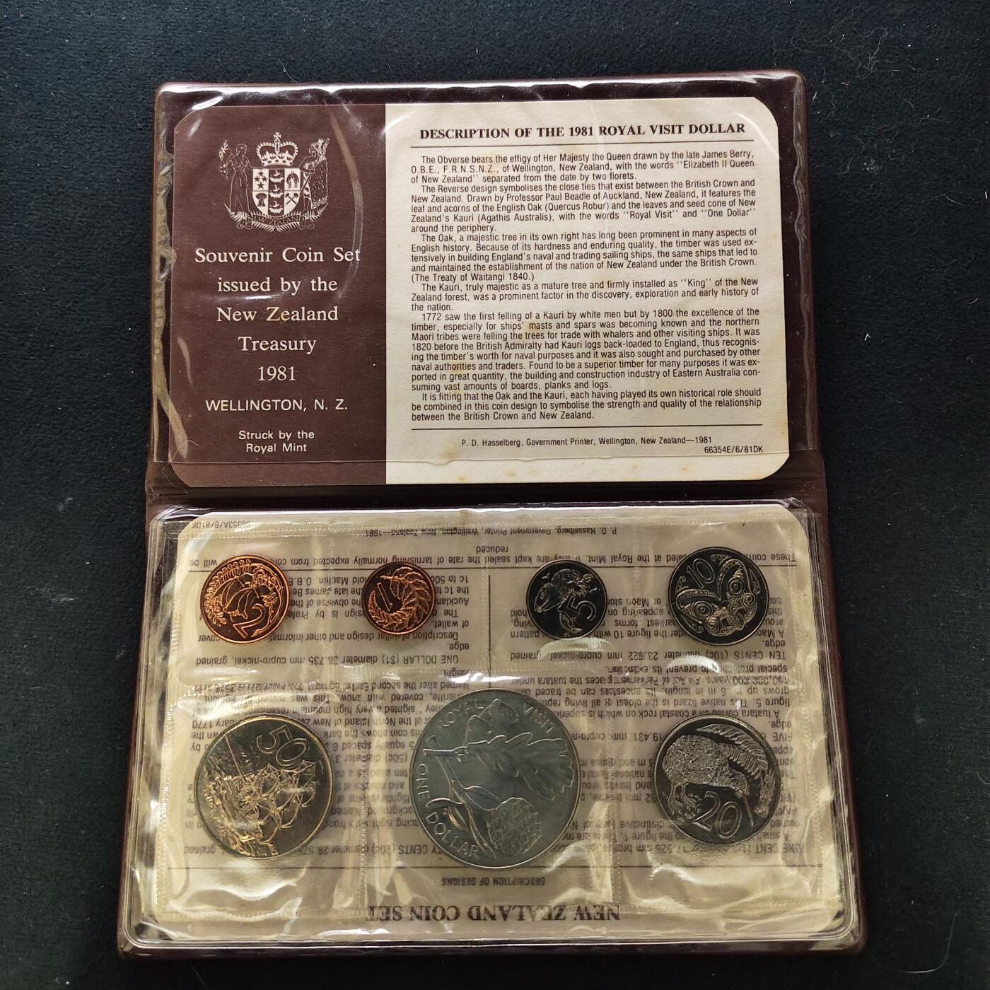 【全场包邮】纯粹捡漏拍489场（免费代拍第26场） 新西兰1981年官方套币-含皇家访问克朗型纪念币