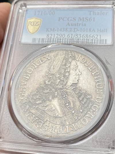 万国钱币拍卖第058期（万国新年大拍） PCGS MS61 1710/00年神圣罗马帝国约瑟夫一世金羊毛盾徽大泰勒 罕见骑字年份 PCGS唯一冠军分 哈尔造币厂铸 原味淡彩收藏级
