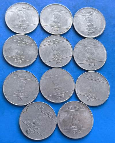 外国优质老铜币高银银币，周六九点倒数截拍，满百包邮，持续收拍 - 印度手指币2卢比11枚