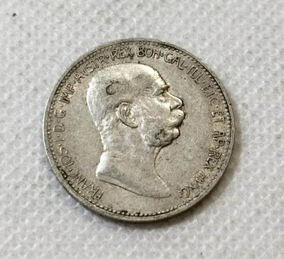 甄臻铺-世界币章拍卖（第45期）精品场拍品征集中，送拍享返佣金等优惠多多 - 奥匈帝国1908年弗朗茨约瑟夫一世登基60周年1克朗银币  少见品种