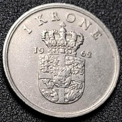 泉币菌-第154场-圣诞节专场 - 丹麦1962年1克朗镍币好品相 