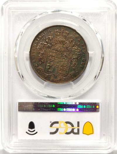 博洋堂世界钱币拍卖第154期（全场包邮） PCGS AU55 英国1825年乔治四世半克朗银币 热门品种 少见年份 五彩包浆 打制深峻 严评状态 细节参见Trueview