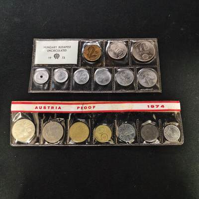 【全场包邮】纯粹捡漏拍489场（免费代拍第26场） - 奥匈两国官方封装套币2套-奥地利1974年官方PROOF精制套币+匈牙利1973年官方BU封装套币