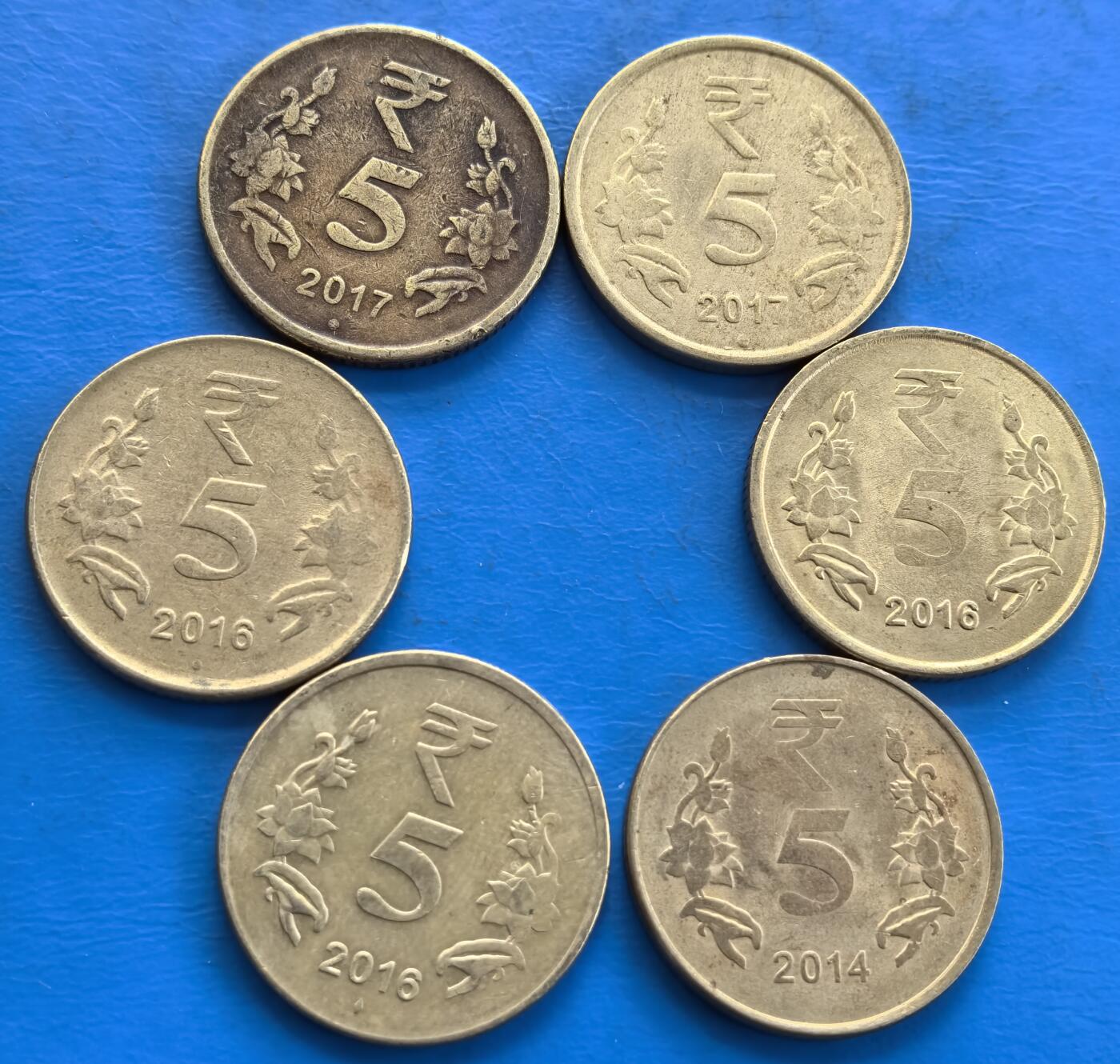 外国优质老铜币高银银币，周六九点倒数截拍，满百包邮，持续收拍 印度5卢比6枚