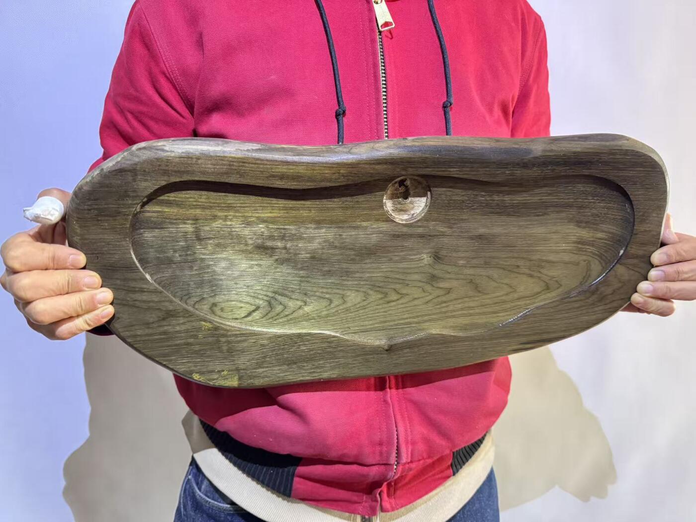 零元拍： 金丝楠 茶盘，尺寸约420/220/33MM，满果香，满金丝满水波，未上漆上蜡